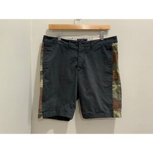 Abercrombie & Fitch Mens Camo Sid Stripe Chino Shorts Grey 33 Stretch Flat Front